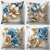 Сине-золотой цветочный с жемчугом - украшение НаволочкиСпальня Гостиная Диван Домашний декор Полиэстер Наволочка с молнией