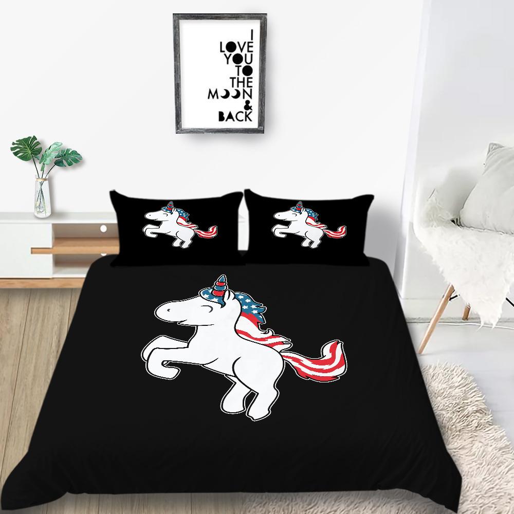 2023 Новый стиль, домашний текстиль, уникальный дизайн, комплект пододеяльников с 3D принтом единорога, покрывало для кровати, комплект постельного белья одного размера для девочек