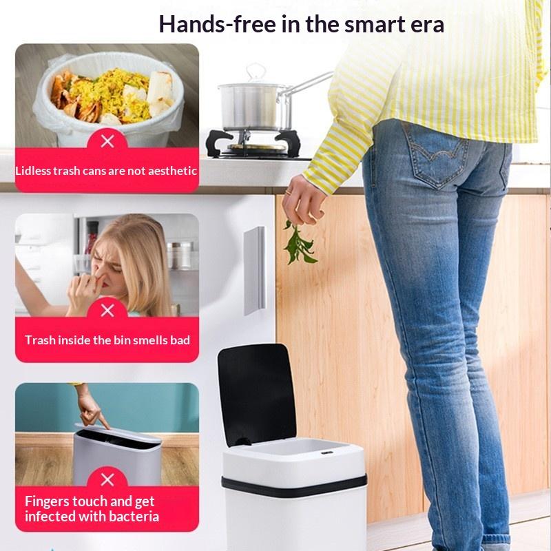 13L Smart Hands-Free Use Touchless Bathroom Trash Can Motion Sensor Waste Bin For Office Bedroom Living Room Toilet Kitchen