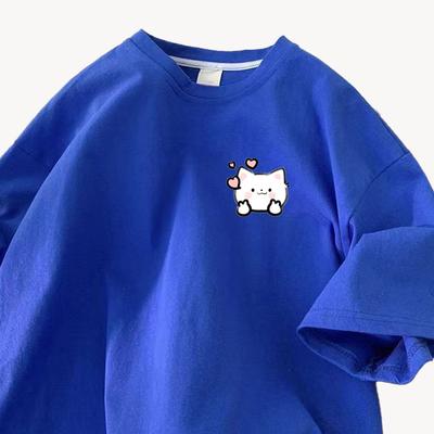 Летняя футболка с коротким рукавом Женская Хлопок 2025 Новая Свободная Универсальная Повседневная Белая Блузка с рукавом до локтя Модная Женская футболка