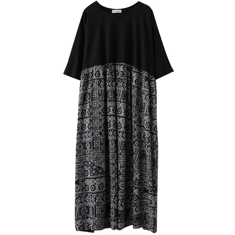 Dimanaf 2024 Plus Size Women Summer Dress Elegant Style Basic Vintage Long Dress Linen Loose Large Soft Dress