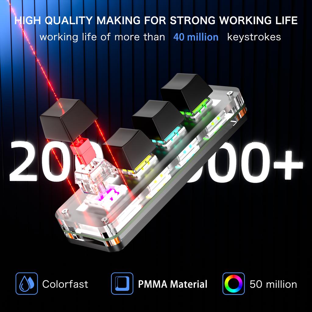 Мини Макро Механическая Клавиатура 4 Клавиши USB Проводная RGB Игровая Пользовательское Программирование Портативная Клавиатура Горячая Замена Переключателей для Photoshop