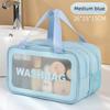 Dry-wet separation double transparent PU makeup bag portable washing bag cosmetic storage bag travel fitness swimming essentials