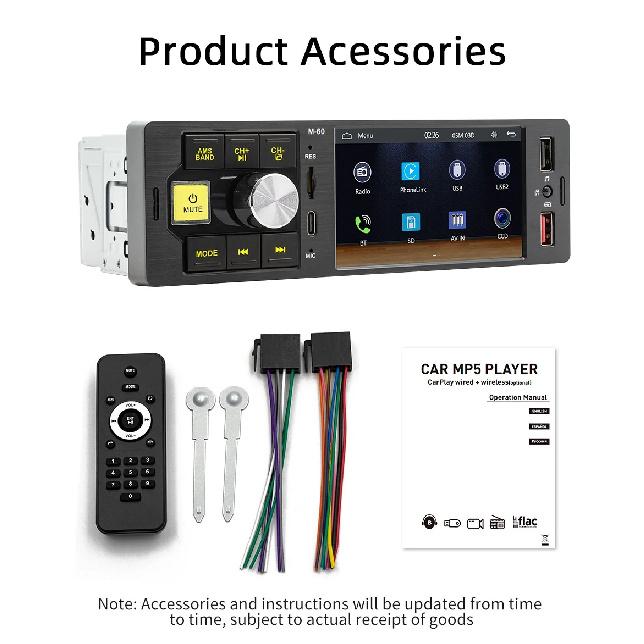 MEKEDE 4.1" HD Screen Car MP5 player smart BT FM USB AUX Car Radio Stereo 7 colorful lights Video output Vehicle player