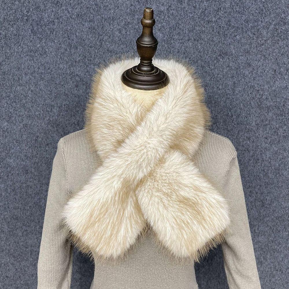 Pull Through Plush Neck Scarf Faux Fox Fur Fur Neck Warmer New Winter Fur Collar Cold Weather Wear