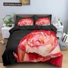 Комплект пододеяльника «Красная роза» с 3D-принтом, романтическая тематика, подарок на День святого Валентина, полиэстеровый чехол для одеяла с наволочкой, размер кинг, квин