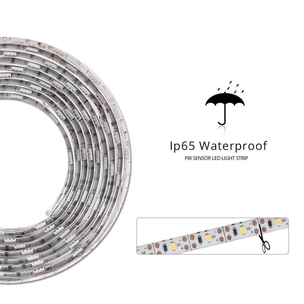 5 м датчик движения светодиодная лента водонепроницаемая 12 В диодная лента светодиодная подсветка автоматическое включение/выключение EU US UK светодиодное освещение для украшения комнаты