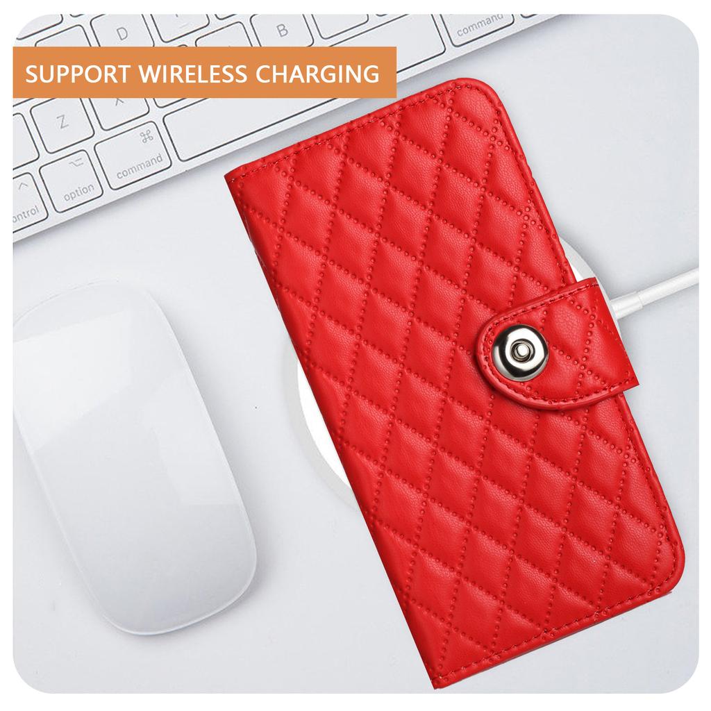 Чехол-кошелек из 6-цветной искусственной кожи с узором в ромбовидную клетку для Samsung Galaxy S Series(С6-С25).Серия А(А01-А73).Серия Galaxy F/M...