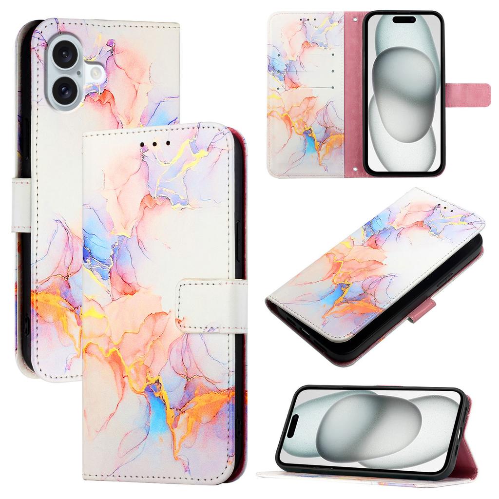 Iridescent Flowing-Watercolor Pattern PU Leather Magnetic Shockproof Case for iPhone,Samsung,Huawei,Xiaomi,vivo,Oppo,Moto,Tecno,TCL,Infinix,itel.More