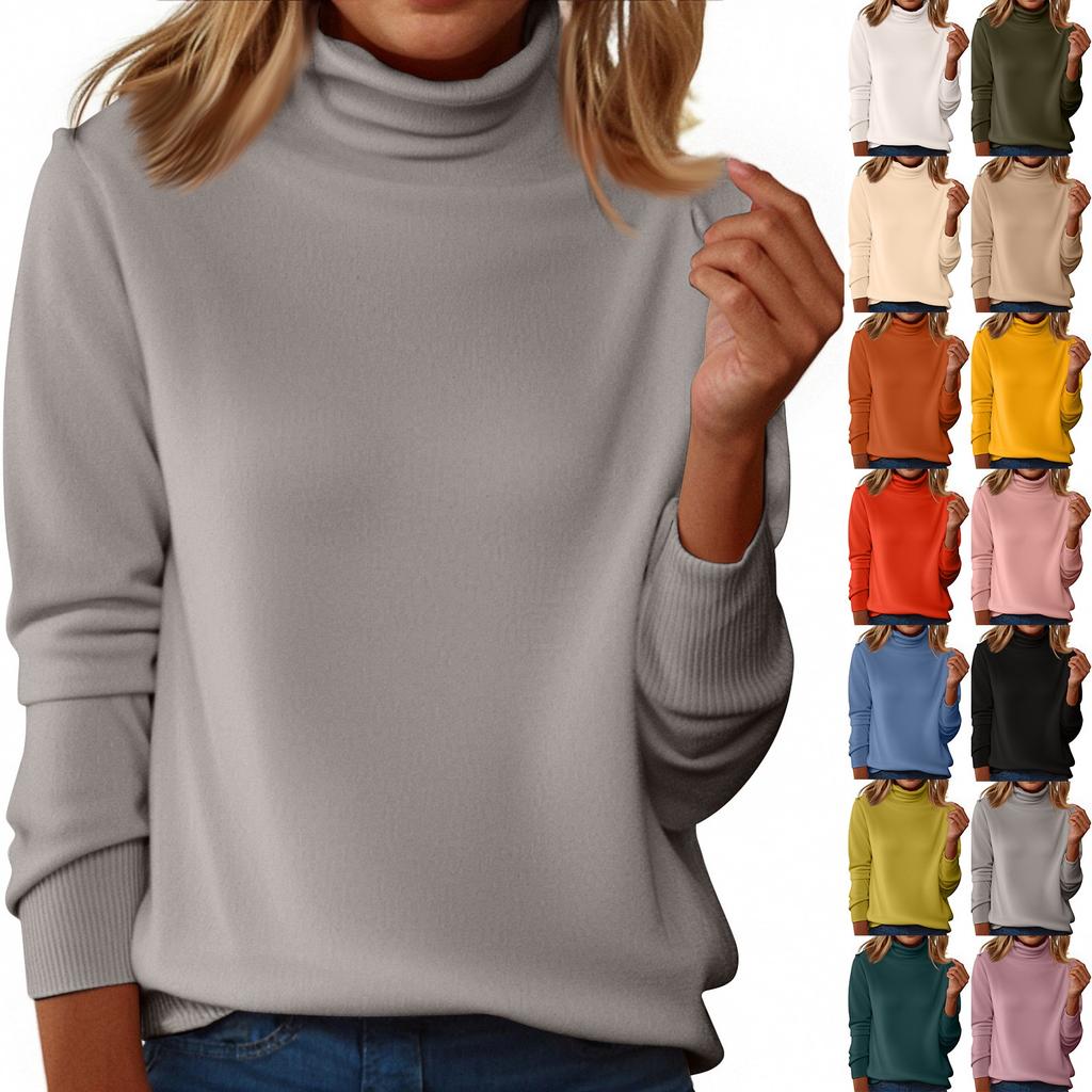 Women's Slim Fit Temperament Wool Long Sleeve Seamless Turtleneck Sweater
