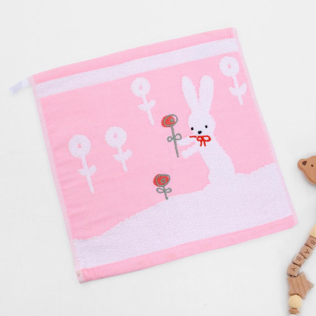 Мультяшное полотенце для рук с жаккардовым рисунком «Щенок и медвежонок», быстросохнущее, 100% хлопок, 25x25 см.