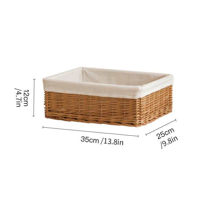 Large Wicker Bread Basket With Linen Liner Handmade Rattan Bread Serving & Storage Basket Snack Sundries Cosmetic Storage Case