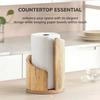 Kitchen Paper Towel Holder with Wood Round Base and Iron Rod for Countertop Use Fits Large Paper Rolls 11 5 by 8 25