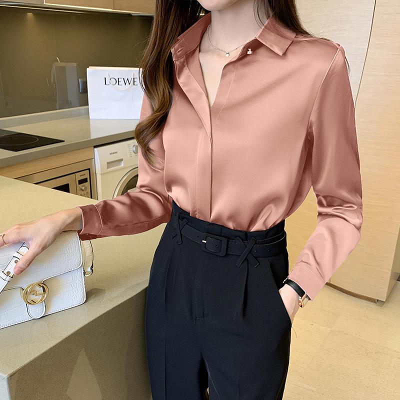 Silk Women's Shirt Long Sleeve Fashion Woman Blouses Satin Top Female Shirts and Blouse Basic Ladies Tops Women Clothing