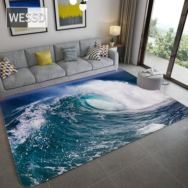 3D большой ковер с морской волной для украшения гостиной, мягкий противоскользящий ковер для ванной комнаты, напольный коврик, ковер для спальни, кухонный ковер, ковер для дивана