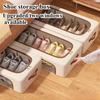 Foldable Shoe Storage Box with Dual Windows - Beige Fabric, Under-Bed Organizer for Sneakers & High Heels, Stackable Design, Shoe Storage Organizer