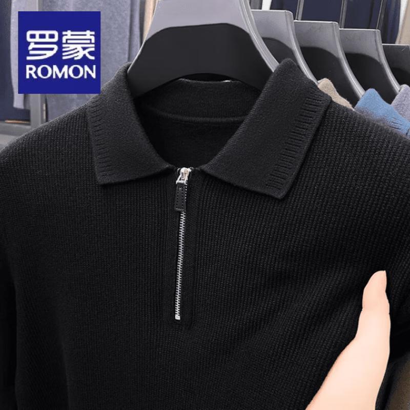 Luomeng Men's Fall Casual Zipper Lapel Knit Sweater