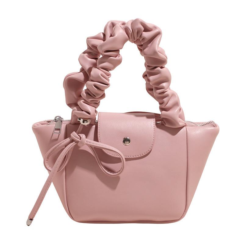 IELGY Ladies Shoulder Bag Pleated Portable Bow Portable Bucket Bag