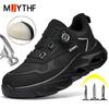 Rotating Button Black Work Safety Shoes Anti-Smash Anti Puncture Work Sneakers Composite Toe Protection Shoes Security Boots