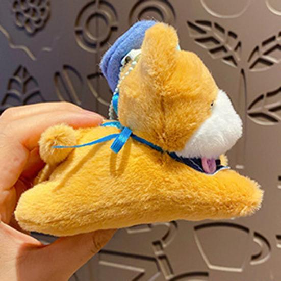 Doll Pendant Multiple Dog Breeds Soft Texture Plush Keychain with Hat Sunglasses Denim Portable Hanging