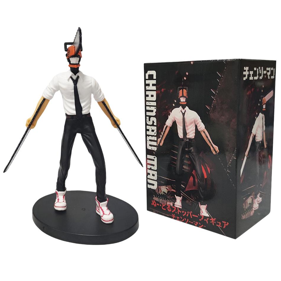 Anime Chainsaw Man Figure 2Pcs Set Denji Action Figural 14-17Cm Car Decoration Doll Pvc Model Collection Toys Children Gifts