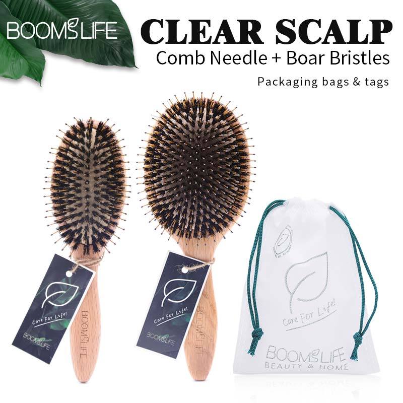 Boar Bristle Hair Brush Wood Combs for Women Scalp Massage Brush Detangling Hair Brush OAK Wood Hair Brush Barber Comb for Hair