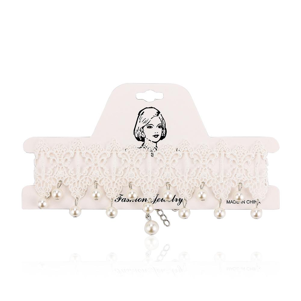 Короткое женское свадебное жемчужное ожерелье с кружевным воротником, готическое ожерелье-чокер