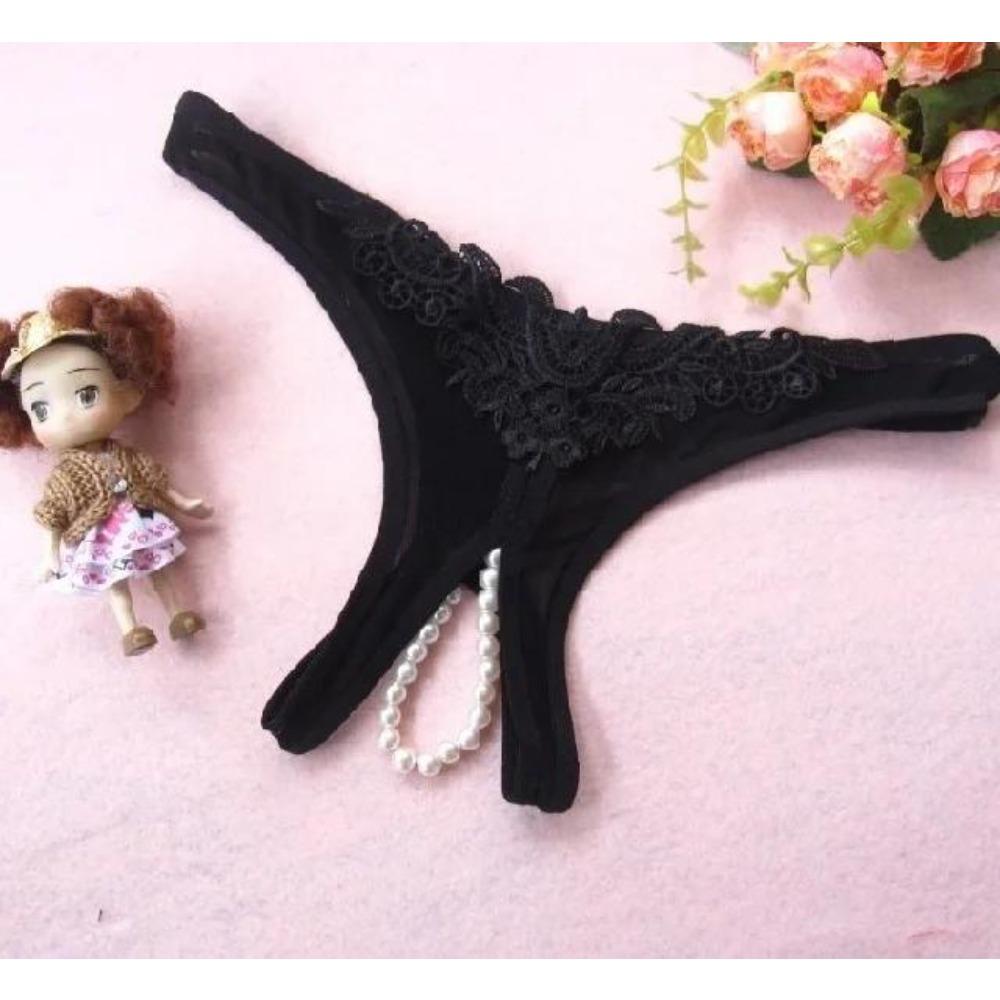Women's Pants Erotic Underwear Sexy Lace Pearl Rubbing Clitoris Stimulation Bow G-String Thong Open Crotch Panties Sexy Lingerie