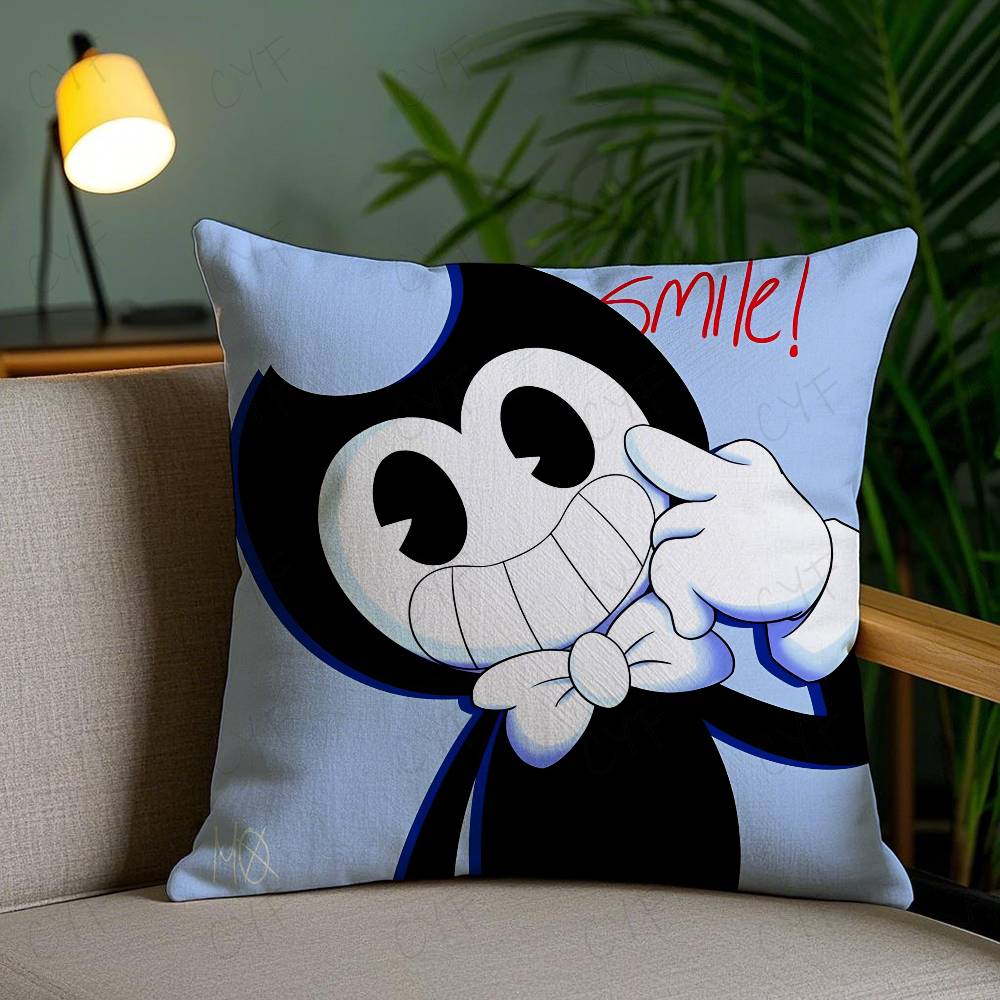 Подушка с принтом B-Bendy And The I-Ink Machine, Безопасная наволочка для подушки с вашим фото, Противовыцветающая подушка из шлифованного флиса