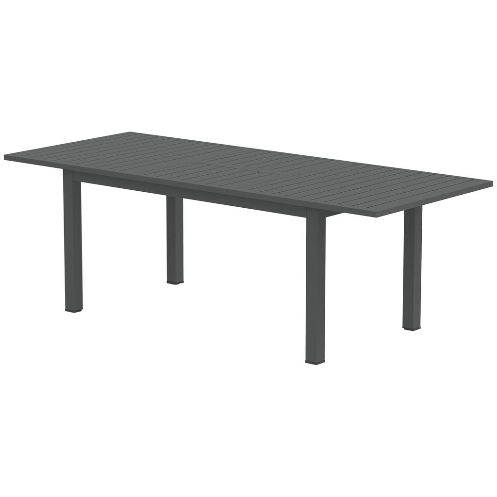 Aluminium Extending Garden Table with Slatted Top for 6-8 Person, 160/220 x 90 x 73 cm, Grey