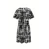 Women'S Abstract Geometric Print Dres Casual Vacation Style Breathable Polyester and Spandex Dress with Color Block Detail