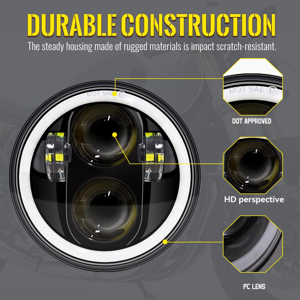 Фара Sportster 5.75 дюймов, черная светодиодная лампа Angel Eyes для Harley Sportster 883 1200 Street 500 750 Softail Dyna 5.75