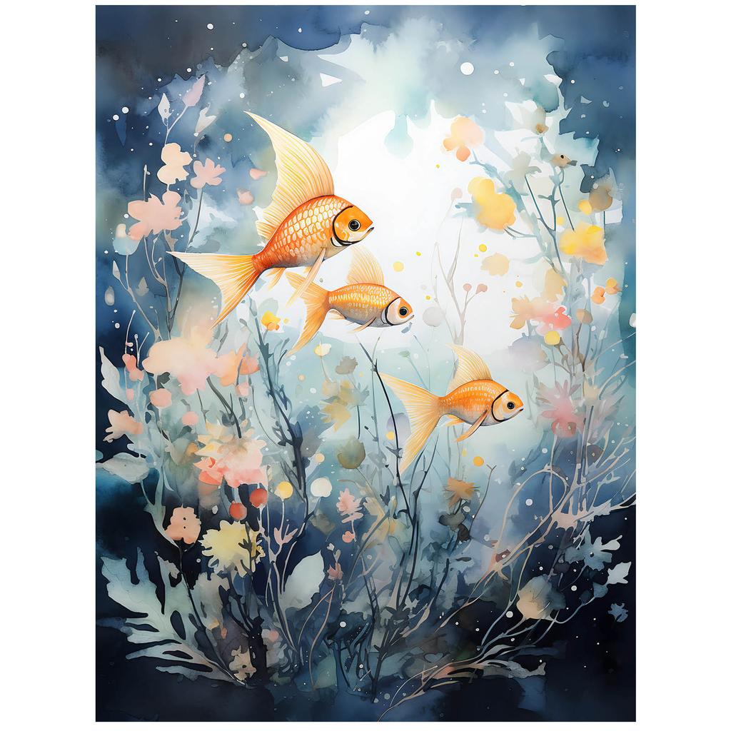 Świat Podwodnej Delikatności Świat Podwodnej Delikatności, 50X70 Cm, Rama Aluminiowa Złota, Papier Matowy 230 Gsm