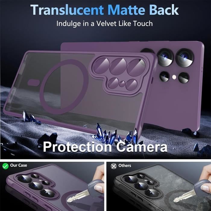 Case for Samsung Galaxy S25 Ultra, Protection with Magnetic Ring and Anti-Scratch Shockproof Camera Glass - Purple