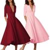 Elegant Casual Knit Dress For Women With V Neckline Available In Various Colors