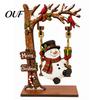 Seasonal Holiday Tree Decor Christmas Wooden Ornaments, Santa Snowman Figurine with Moving Creative Desktop Ornaments Swing, Rustic Tabletop