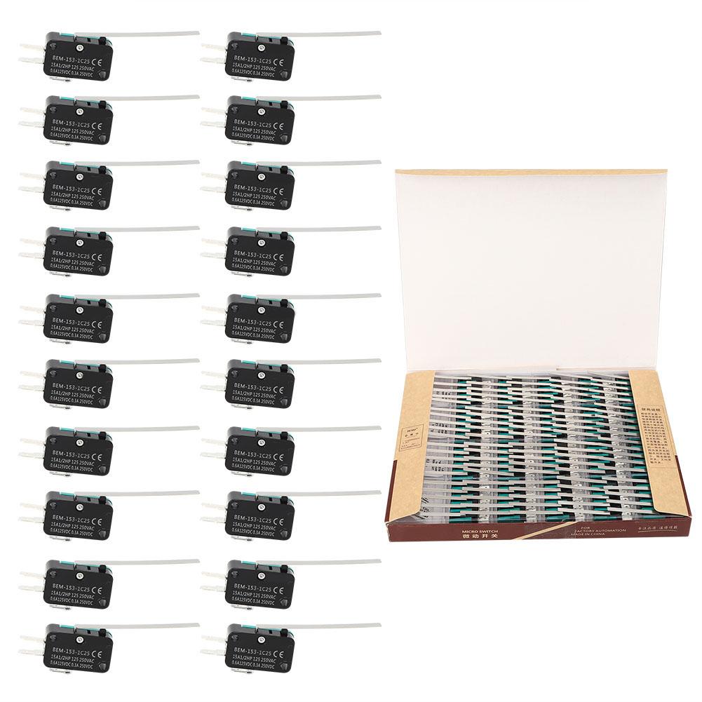 100pcs BEM Micro Switch 250VAC 15A Microswitch Self‑Reset Working Mode for Electronic