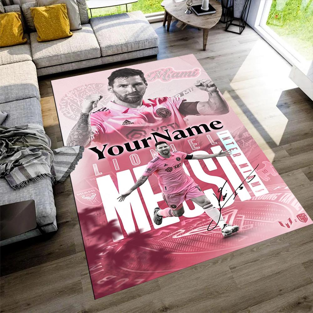 Messi Customize Text Area Rug Suitable for Decorate room Bedrooms Foyer Hallway Antislip Carpet Anime Office Decor Perfect Gift for Friends & Family
