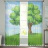 Tree Meadow Summer Tulle Curtains for Living Room Bedroom Sheer Curtain for Balcony Hall Fashion Printed Home Drapes