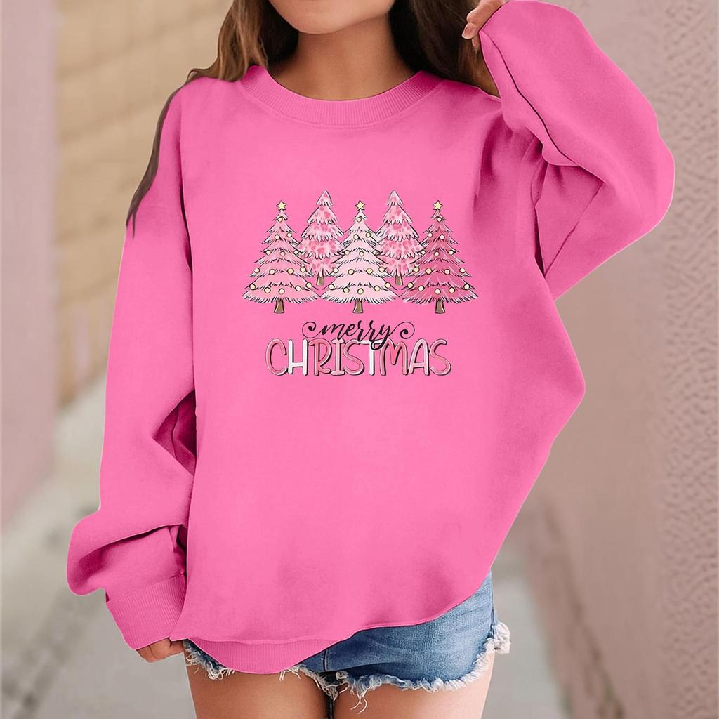 Детский модный повседневный пуловер с длинными рукавами и свободного кроя с рождественским принтом