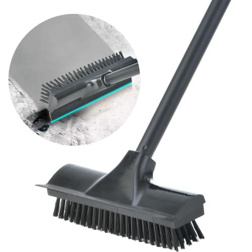 2-in-1 Deck Brush, Balcony Cleaning Brush with Water Scraper and Water Drainer, 3-Level Adjustable Length, Cleaning Brush, Tile Brush, Outdoor Cleanin
