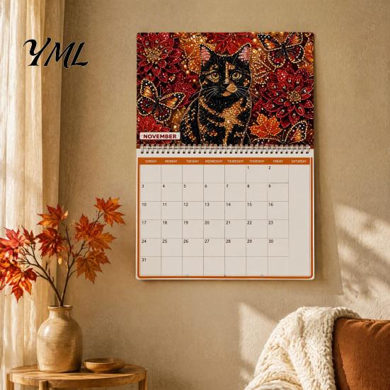 Beginner Friendly Crafts 2027 Diamond Art Painting Pattern Wall Calendar, Rhinestone Gem 12 Calendar Monthly Planner, Jan. 2026-Dec. Hanging for Home,