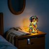 Rainbow Pup Night Light Handmade Vintage Dyed Resin 3D Puppy Lamp USB Powered Soft Warm LED Non-Glaring Decorative Gift for Dog Lovers Bedroom Desk