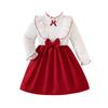 Детская одежда Новое осенне-зимнее платье с бантом и пузырчатыми рукавами для девочек