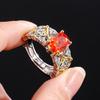 Rose Red Main Stone Ring Women's Versatile High End Temperament High Color Color Retaining Ring