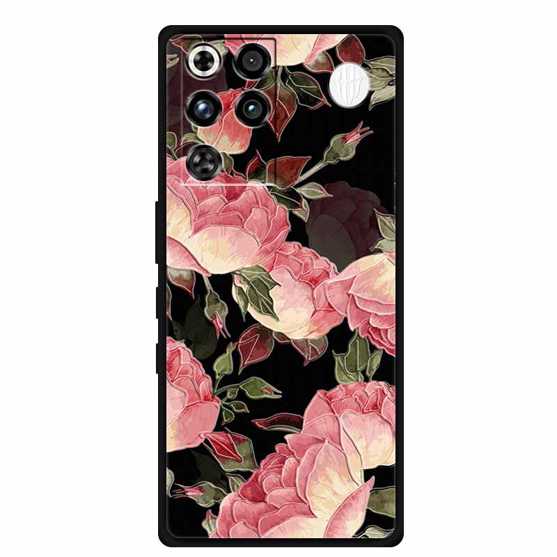Чехол для ZTE Nubia RedMagic 11 Pro 5G, 3D тиснение, цветы, рельефный, мягкая черная силиконовая задняя крышка, для ZTE Nubia RedMagic 11Pro, Funda