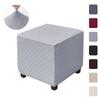 1pc Jacquard Elastic Ottoman Stool Covers Plaid Square Footrest Slipcovers All-inclusive Stretch Footstool Cover Seat Cover