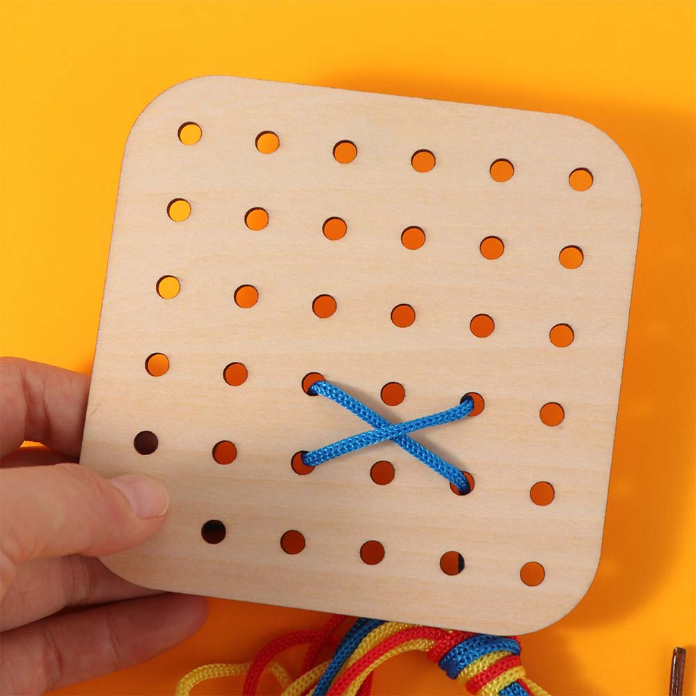 Interaction Montessori Wooden Rope Board Creativity Wooden Threading Rope Board Social Games