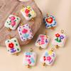 Soft Hand-Drawn Square Flower Bow Pendant - Cute DIY Jewelry