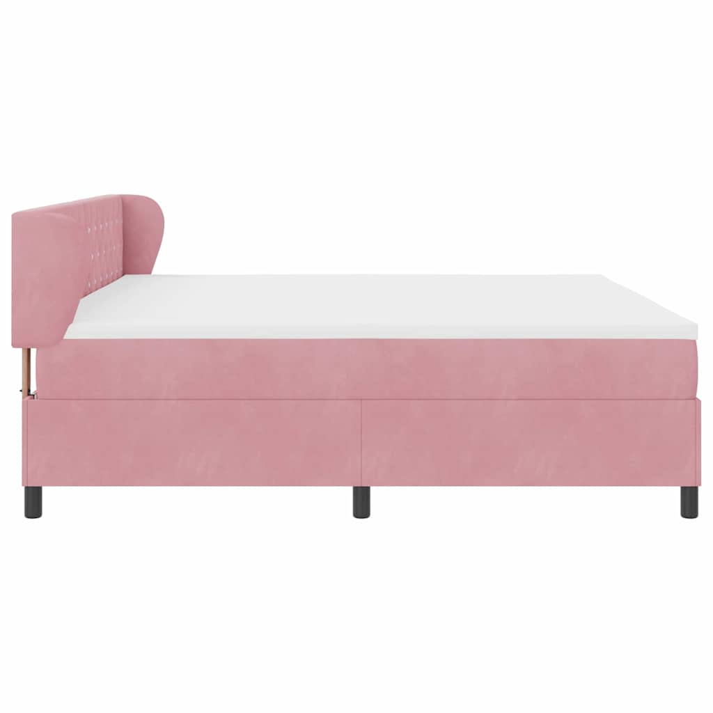 Box Spring Bed with Headboard Pink 200 x 200 cm Velvet